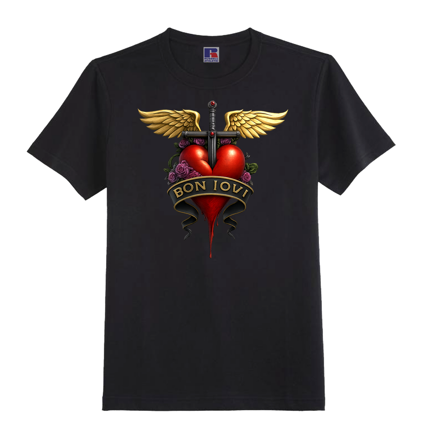 BON JOVI 3D BLACK ORGANIC T-SHIRT - 100% UNOFFICIAL