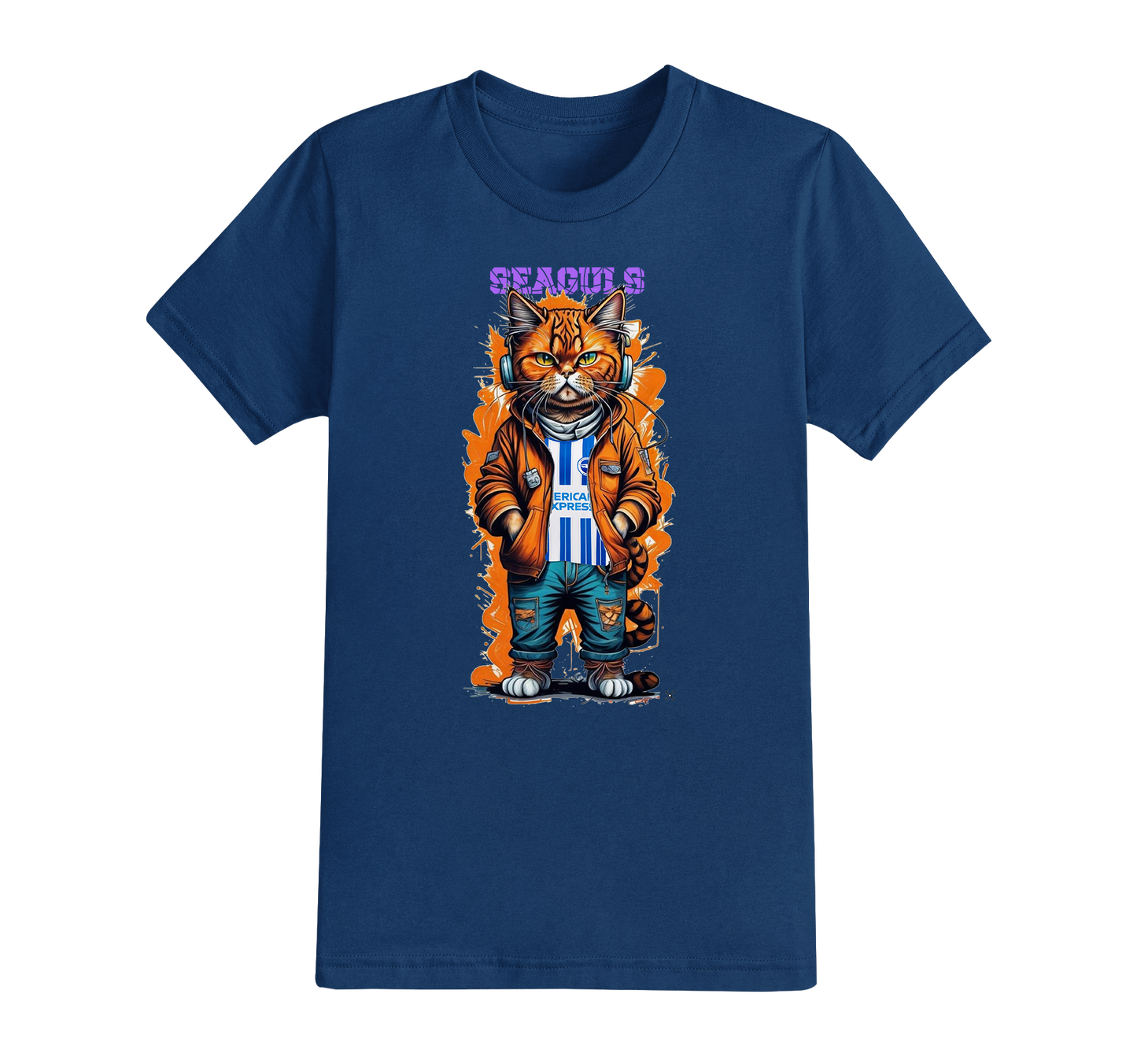 9.61 : The Cool Cat Football T-shirt - ALL TEAMS AVAILABLE - PERSONALISED