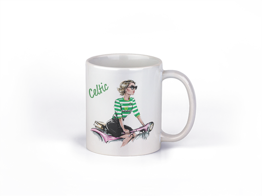 9.71 PERSONALISED FOOTBALL MUG - GIRL ON BIKE