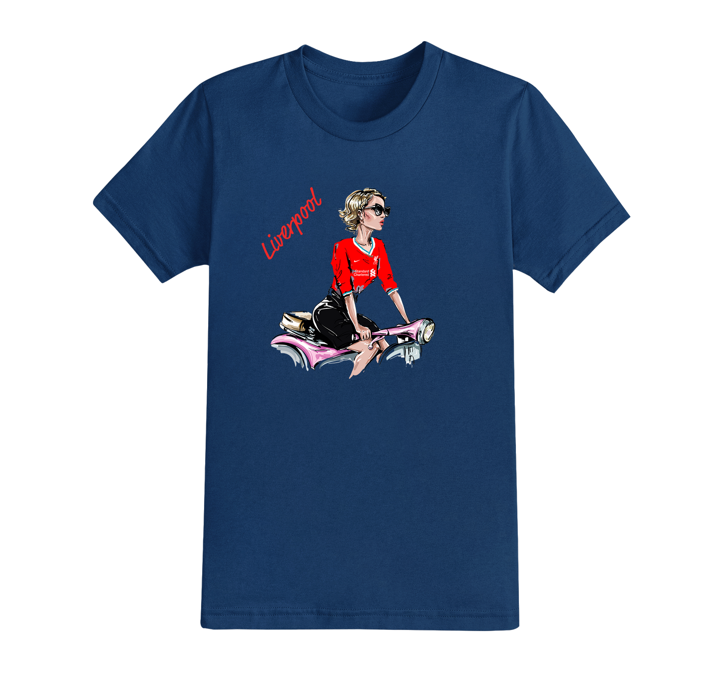 9.5 : Girl on Bike Football T-shirt - ALL TEAMS AVAILABLE