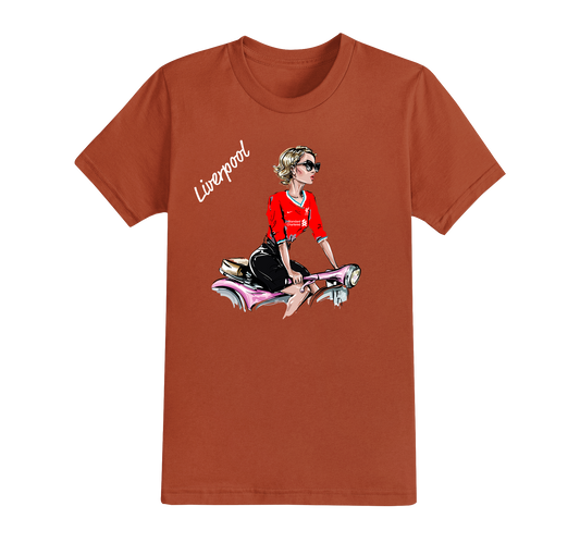 9.5 : Girl on Bike Football T-shirt - ALL TEAMS AVAILABLE