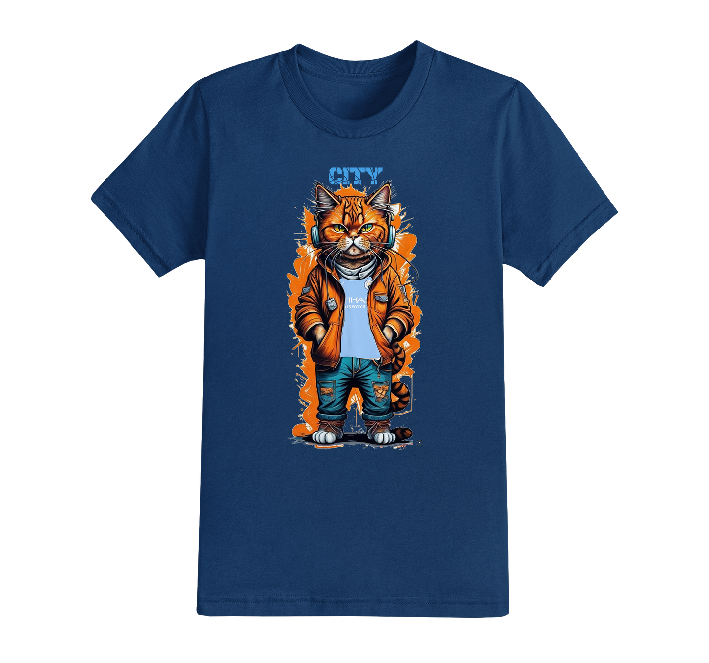 9.61 : The Cool Cat Football T-shirt - ALL TEAMS AVAILABLE - PERSONALISED