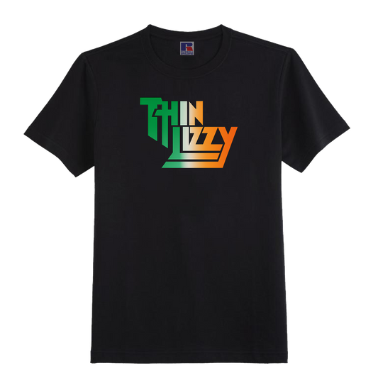 THIN LIZZY BLACK ORGANIC T-SHIRT WITH TRICOLOUR - 100% UNOFFICIAL