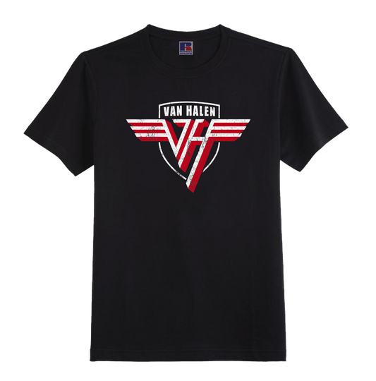 VAN HALEN DESIGN T-SHIRT IN ORGANIC BLACK COTTON - 100% UNOFFICIAL
