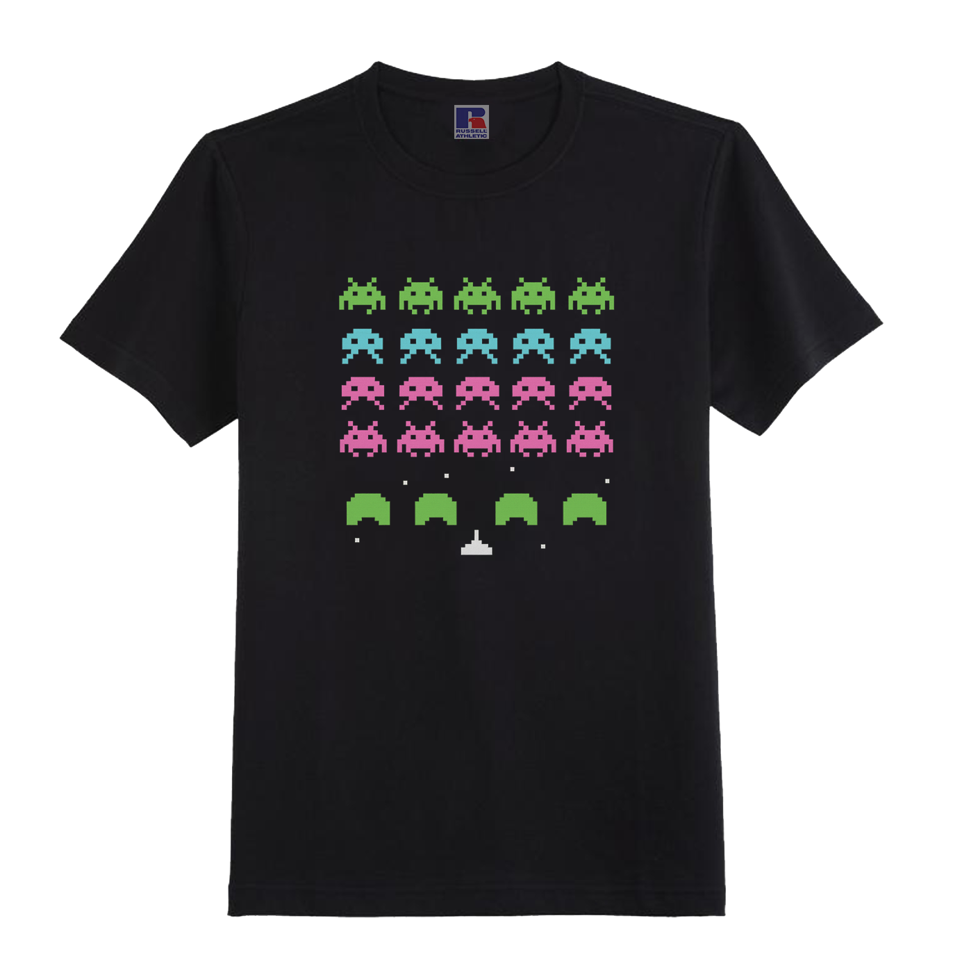 Z : SPACE INVADERS T-SHIRT IN BLACK ORGANIC COTTON - 100% UNOFFICIAL