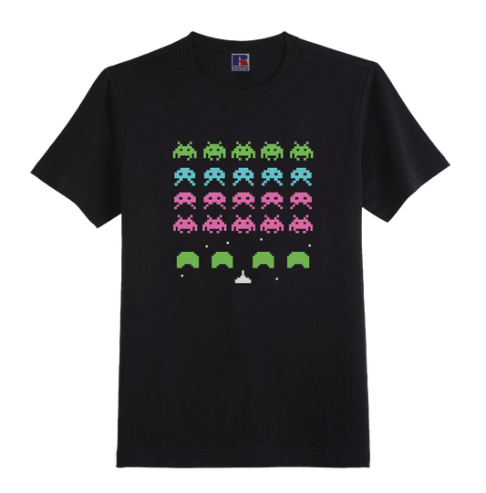 Z : SPACE INVADERS T-SHIRT IN BLACK ORGANIC COTTON - 100% UNOFFICIAL